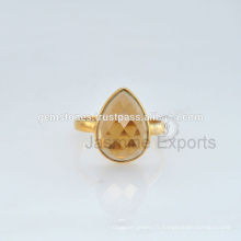 Belle semi-précieuse 18k plaqué or Gemstone Ring Fournisseur